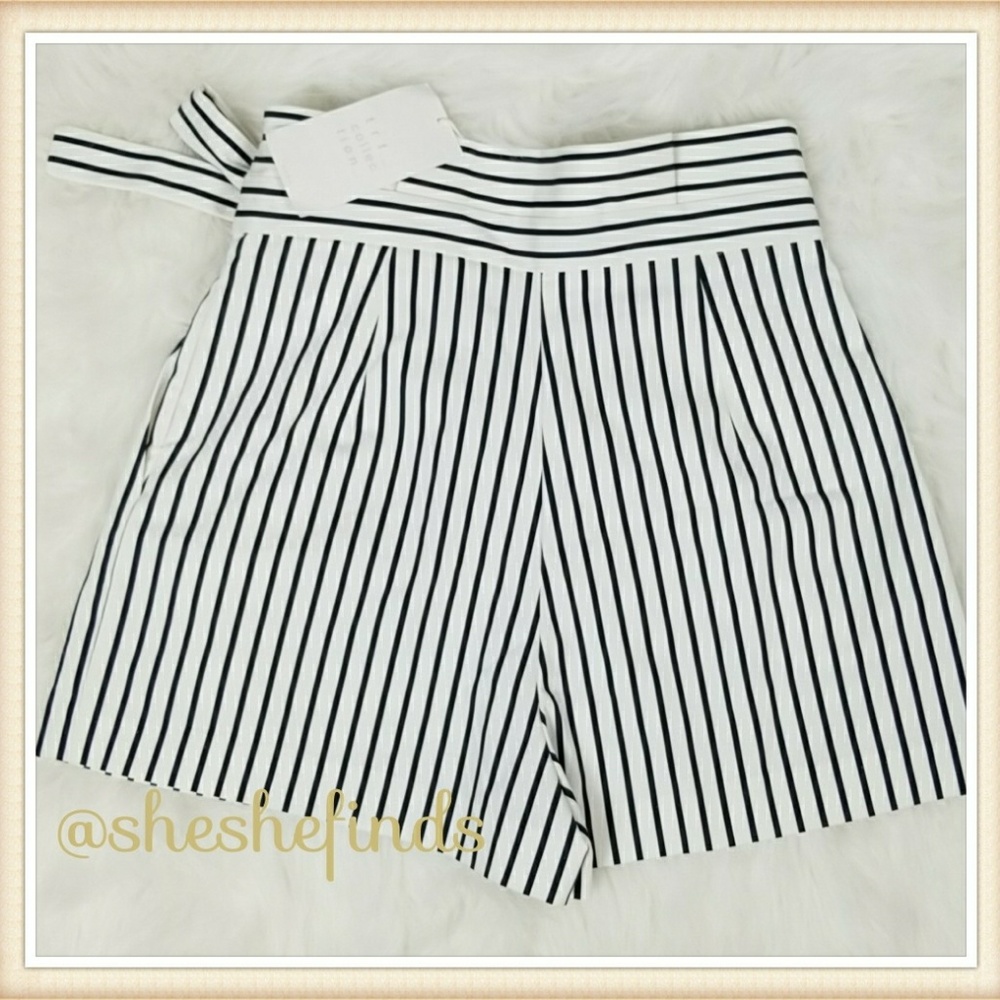 ZARA Shorts, Trafaluc Collection - BLACK & WHITE STRIPED PAPERBAG - SZ - S (NWT) - Picture 5 of 8